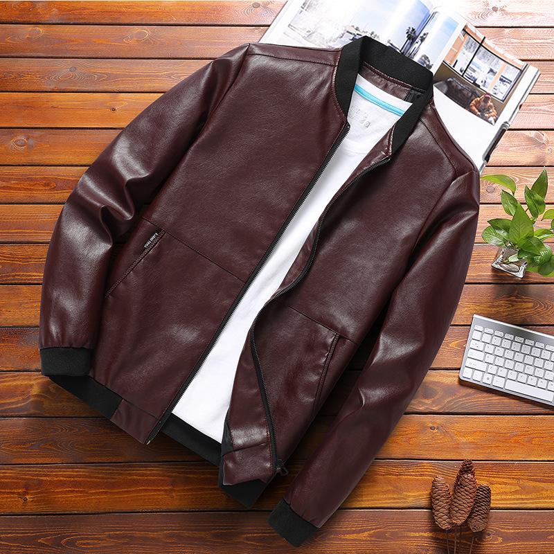 Кожаная куртка мужская весна и осень новая корейская версия тонкая кожаная куртка L — фото 4