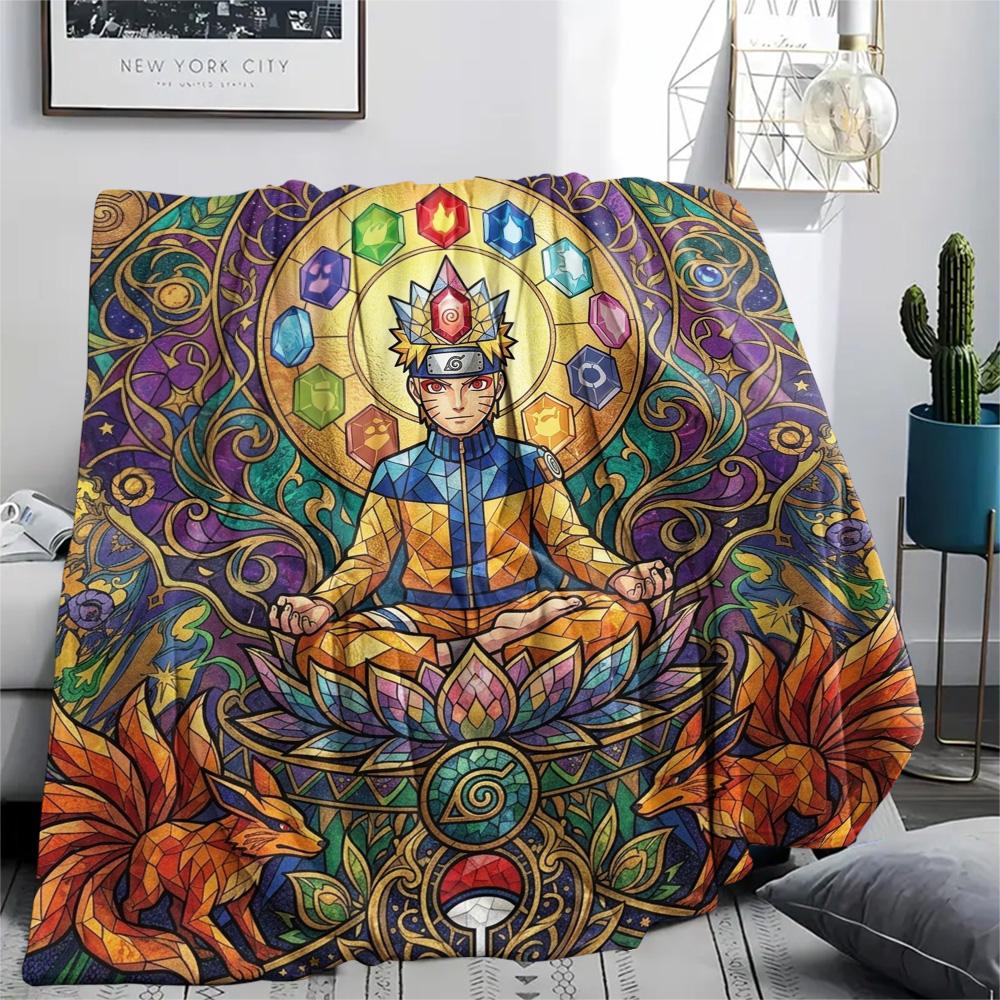 Naruto Flannel Blanket Print Warm Cozy Comfortable for Home Bedroom Outdoor Picnic Trip.-TING