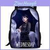 Dětský batoh Wednesday Addams s velkou kapacitou a geometrickým potiskem pro školu a každodenní použití