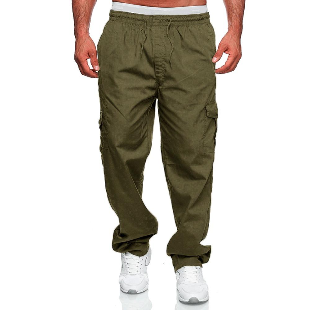 

Spring Autumn New Fashion Cargo Pants Men Casual Multi Pocket Drawstring Trousers Loose Straight Tube Household All-match Pants 4XL армія зелений колір