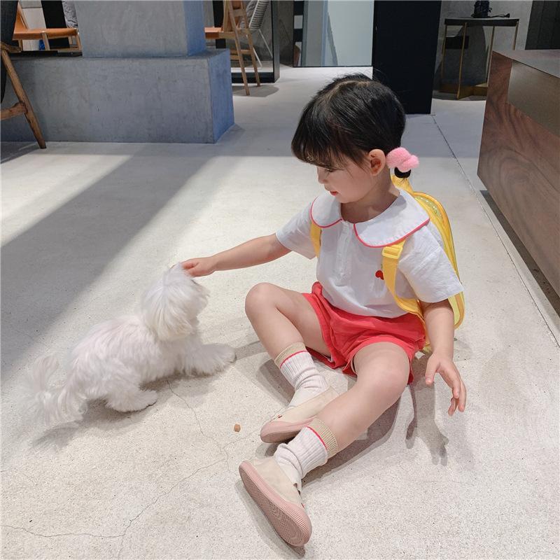 Girl Preppy Style Suit Baby Fruit Printed Short Sleeve Pants Children's Two-Piece Suit