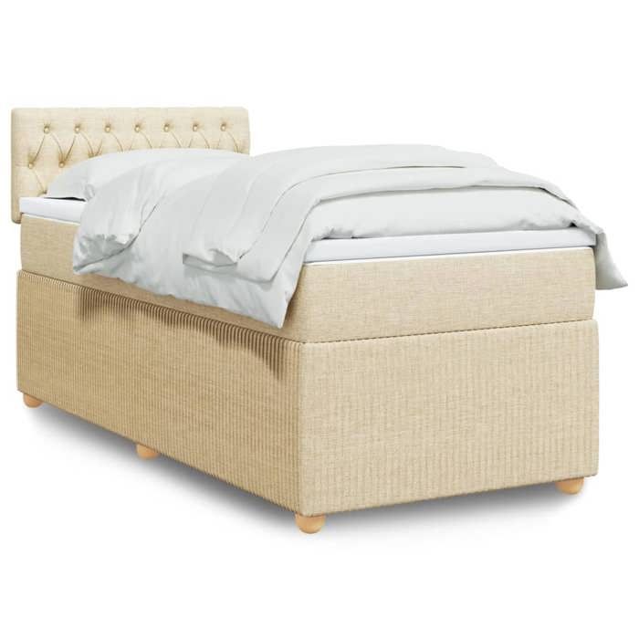 VidaXL Sommier à lattes de lit et matelas Crème 90x190 cm Tissu 3289623
