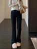 Women's Plus Size High-Waist Black Micro-Flare Pants with Velvet - Slimming Winter 2025 Style
