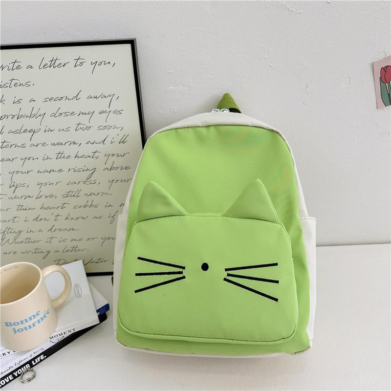 Adorable Cat Design Children's Backpack Lightweight Durable Nylon For Kindergarten Use