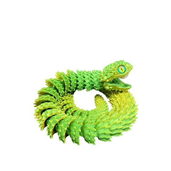 3D Printed Snake Articulated Toy, Flexible Jointed Serpent Figurine, Realistic Fidget Stress Reliever for Adults, Office Desk Decor Gift