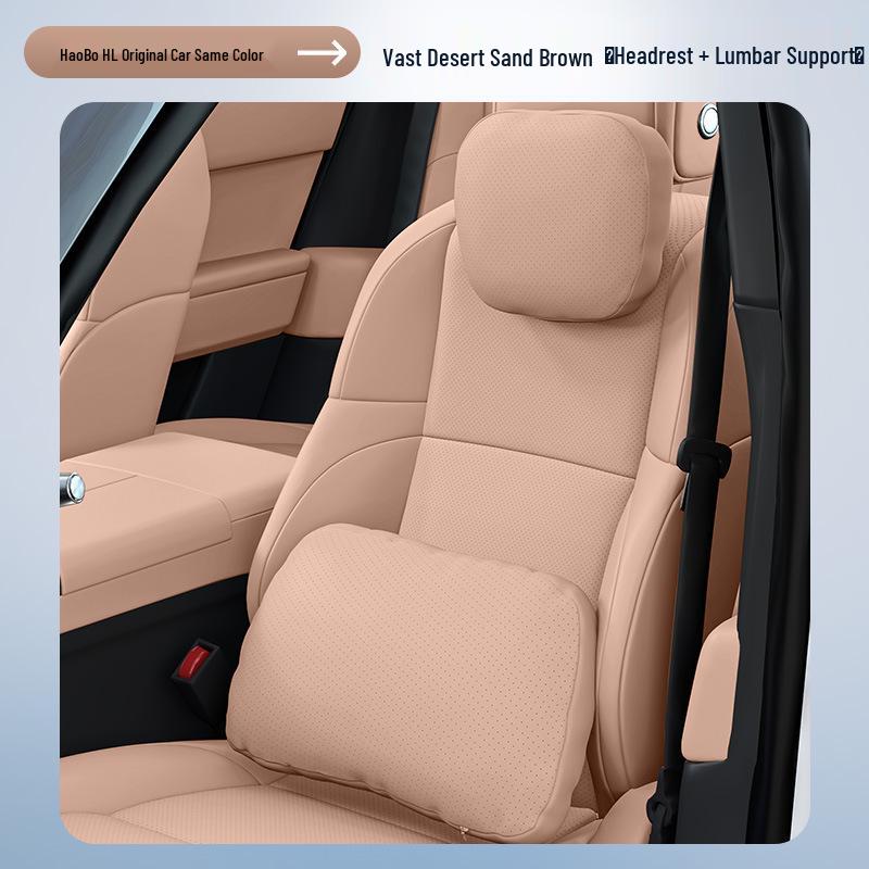 Essential Car Interior Set: Haobo HL Headrest, Lumbar Support, Neck & Waist Protection.