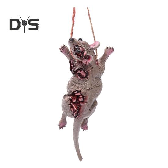 Halloween Pendant Realistic Creepy Hanging Rat Pig Head Spider Bat Decoration Haunted House Prop for Halloween Party