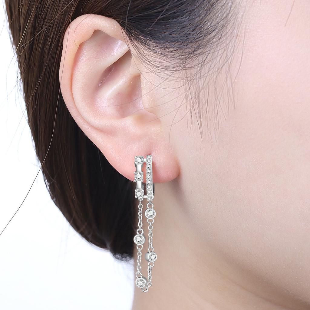 925 Silver Double Layered Tassel Drop Earrings Women Earrings Charm Fashion Versatile Party Jewelry Gifts