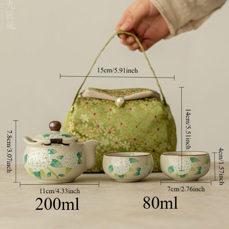 

Ceramic Travel Tea Set One Teapot and Two Cups Pouch Outdoor Portable Gongfu Tea Pot Set Ceramic Set