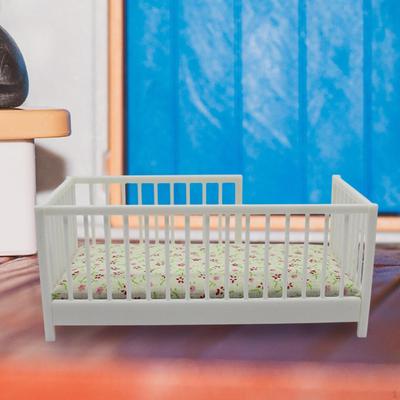 Krippenzubehör Heim Miniatur Puppenhausbett für Modell Kinderzimmer