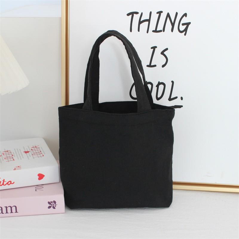 Effenkleurige eenvoudige lunchtas, draagbare canvas tas, kleine stoffen tas, draagbare canvas tas voor het opbergen van diverse spullen