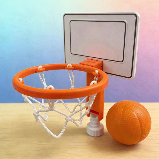 Mini Desktop Basketball Hoop with Self-Adhesive Mount Stress Relief Finger Basketball Set for Office Home Portable Fun Tabletop Game Creative Desk