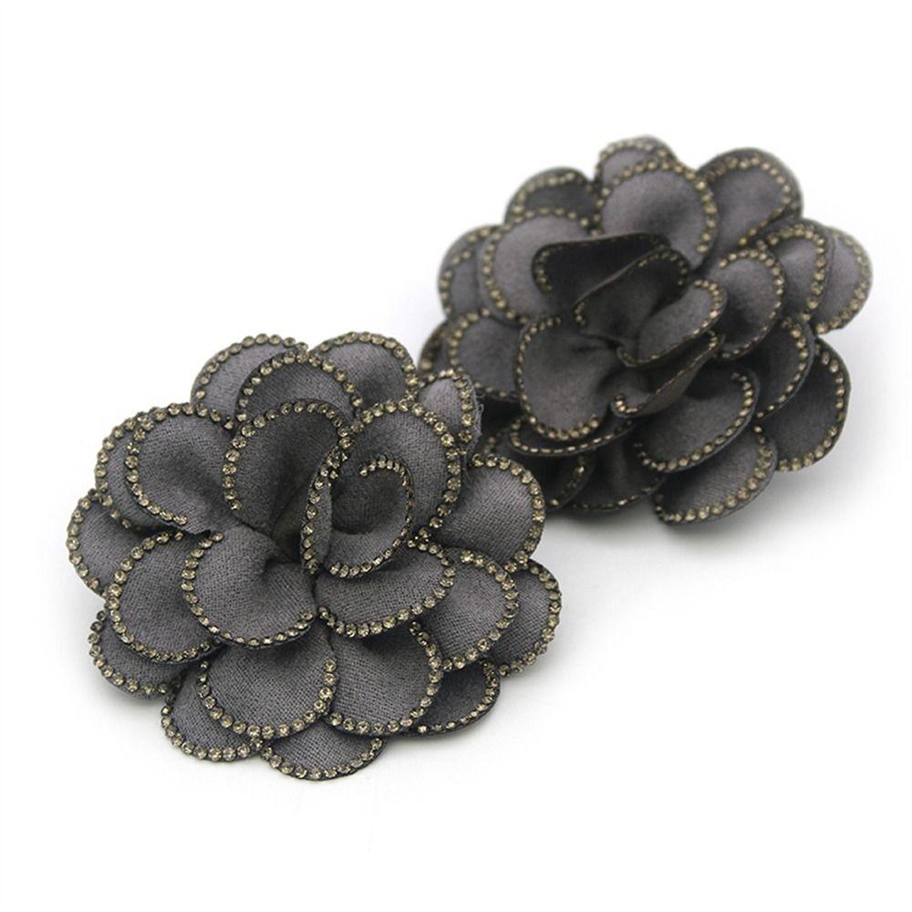2PCS Removable Rhinestones Shoe Clips Fabric Art Flower Shoe Charm Buckle Bride Shoes Decoration High Heel Versatile