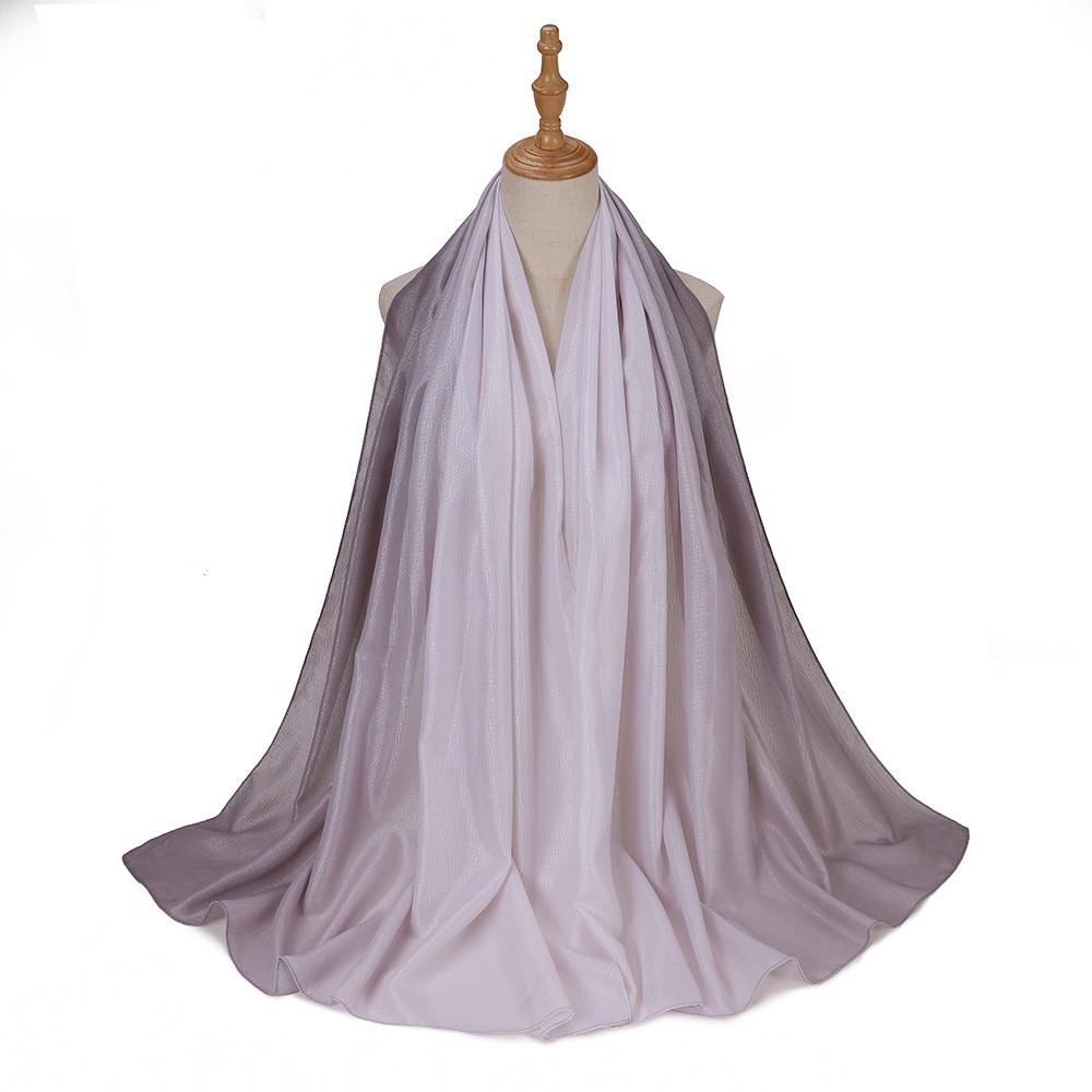New Silk Hand Gradient Fashion Hijab Scarf Indonesian Malay Silver Scarf Raya Hijab