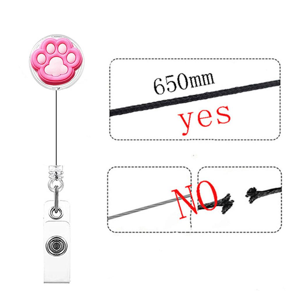 Silicone Plastic Badge Clip Cute Paw Badge Reel Crocodile Clip Badge Reel Telescopic Swivel Alligator Clip For Lanyards Id