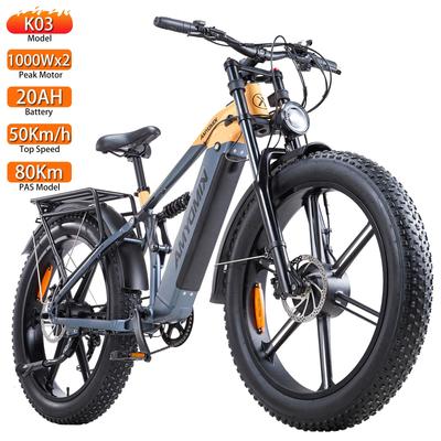 Elektrický bicykel do každého terénu KIMDYMA 26" 1000Wx2 Motor Plne odpružený Dospelý Elektrický bicykel 48V 20AH LCD Displej Maximálna rýchlosť 50Km/h K03