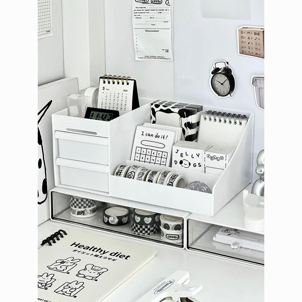 Student Minimalistischer Schreibtisch-Organizer: Kosmetik- und Schreibwaren-Aufbewahrungsbox mit hoher Kapazität und kreativem Stifthalter