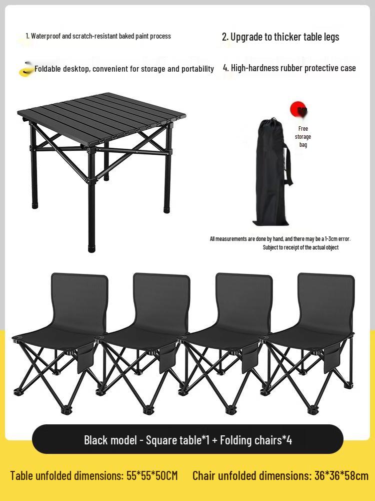 Portable Folding Table and Chair Set for Camping, Picnics, Beach, Barbecue, Car, or Sketching