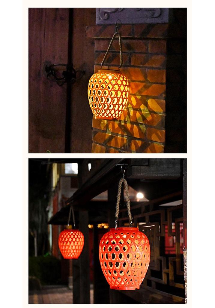Woven Bamboo Solar Lantern: Waterproof Outdoor Decorative Hanging Lamp for Garden and Courtyard