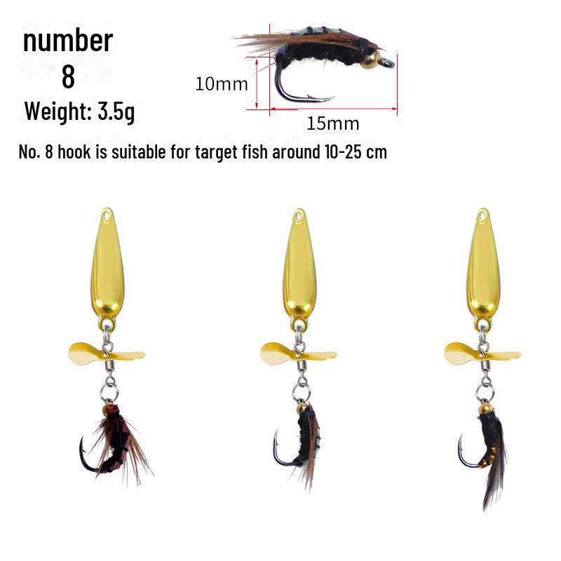 Köder-Mod: Kein Guss, Motten-Pailletten, Propeller, Mikro-Pailletten, Mücken- und weiße Stangenhaken, gewellter Mund.