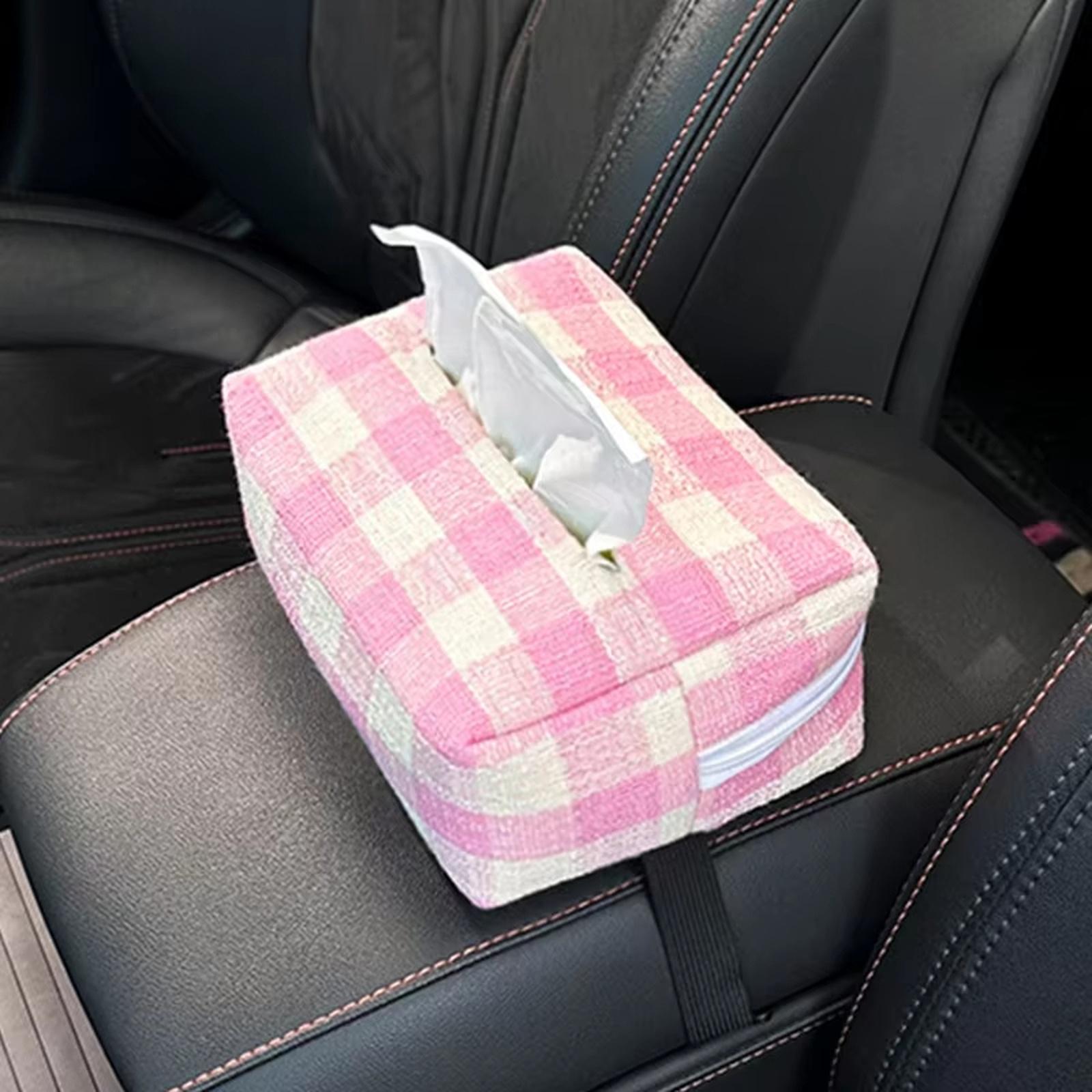 

Car tissue box plaid car paper box for car hanging high-end hanging bag creative cute paper Car tissue box One Size