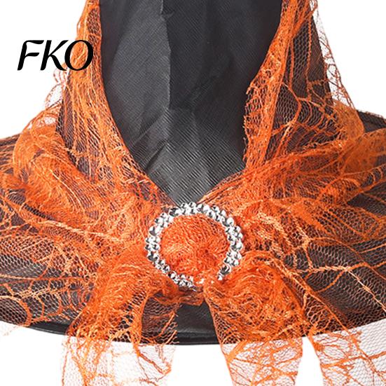 Atmungsaktives Hexenkostüm Gotischer Hut für Damen, 15 Zoll Zauberer Cosplay Oxford-Stoff Spitzes Zubehör Halloween-Kostüm, Party, Maskerade, Karneval,