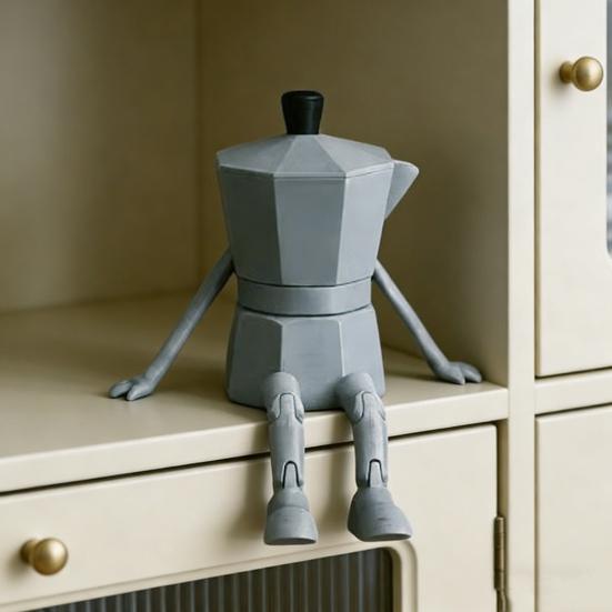3D Printed Coffee Corner Figurine Moka Pot/Mug/Coffee Bean/Chocolate Figurine with Articulated Legs for Office Home Shelf Decor Funny Gifts