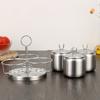 Stainless Steel Seasoning Jar Set with Spoon Spice Container with Swivel Base Salt Sugar Condiment Pot Kitchen Accessories