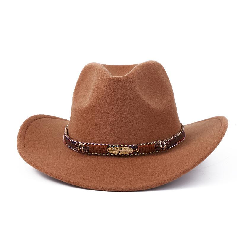 New Western Cowboy Hat Top Hat Jazz Hat Big Brim Ethnic Style Cowboy Felt Hat
