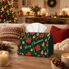 1pc Christmas Tissue Box Cover with Poinsettia Candy Cane Bauble Lid - Foldable Suitable for for - Decor, Lightweight Durable Cover for Toilet Paper S