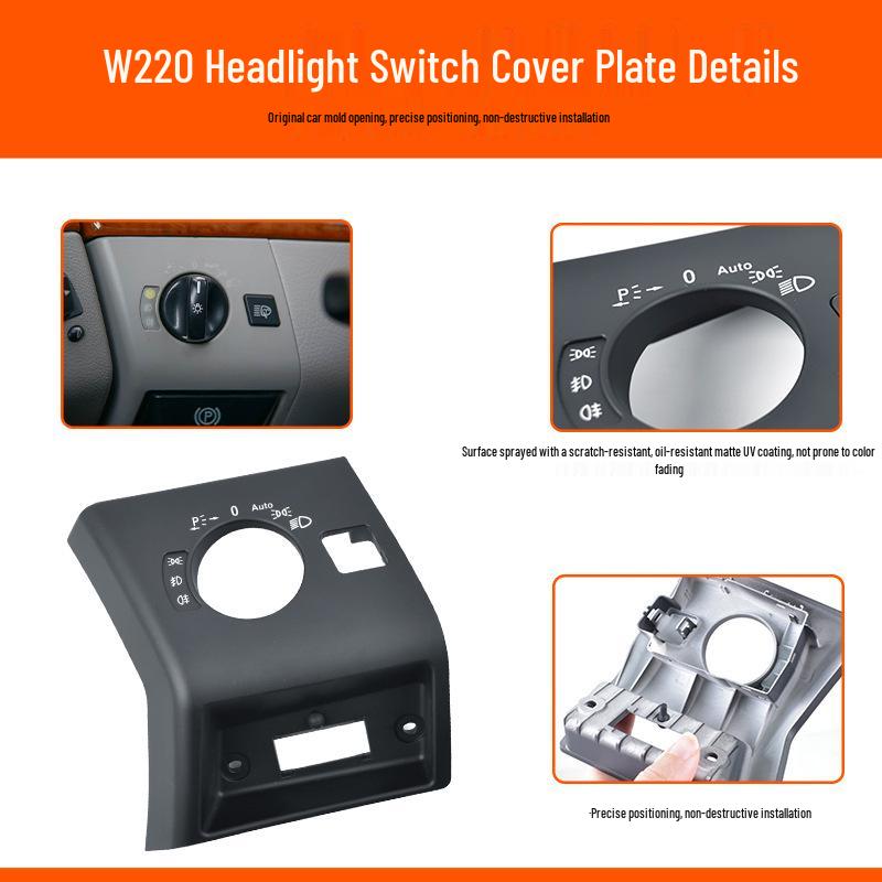 Acabamento da Tampa do Botão do Interruptor do Farol do Mercedes-Benz Classe S W220
