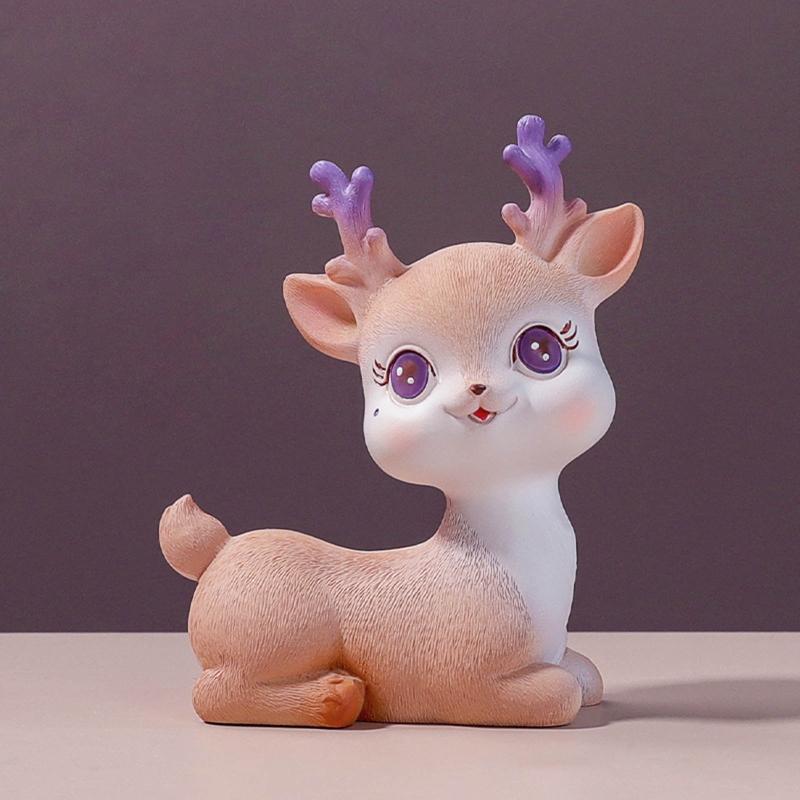 Resin Deer Figurine Statues Deer Dashboard Decorations Car Home Office Decor Craft Gifts Christmas Ornaments 8 Styles