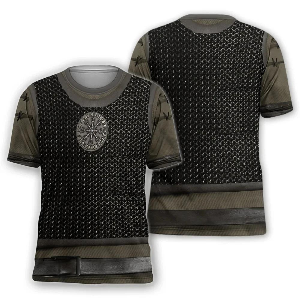 Viking Myth Totem 3D Printed Men's T-shirt Summer Casual Loose Short Sleeve Plus Size Men and Women's Tees Tops Outdoor Streetwear