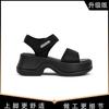 Fashion 2025 Summer New Women's Sporty Wedge Sandals Platform High Heel with Buckle Solid Color Thick Sole Casual Footwear
