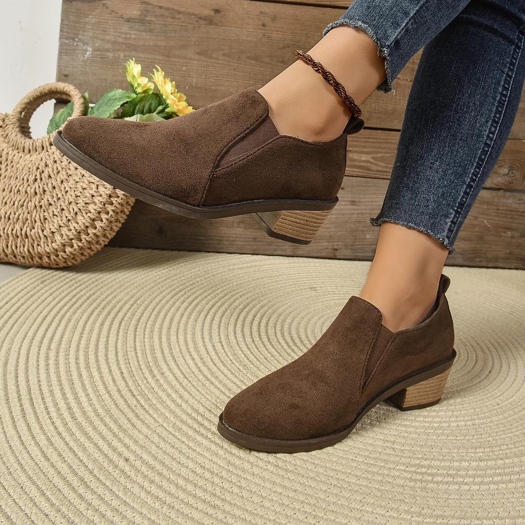 Mote Pluss Størrelse Damesko 36-43 Størrelse Vår Høst Spiss Tå Tykk Hæl Dyp Utskjæring Enkel Sko Fritidssko med Enkel Mellomsåle