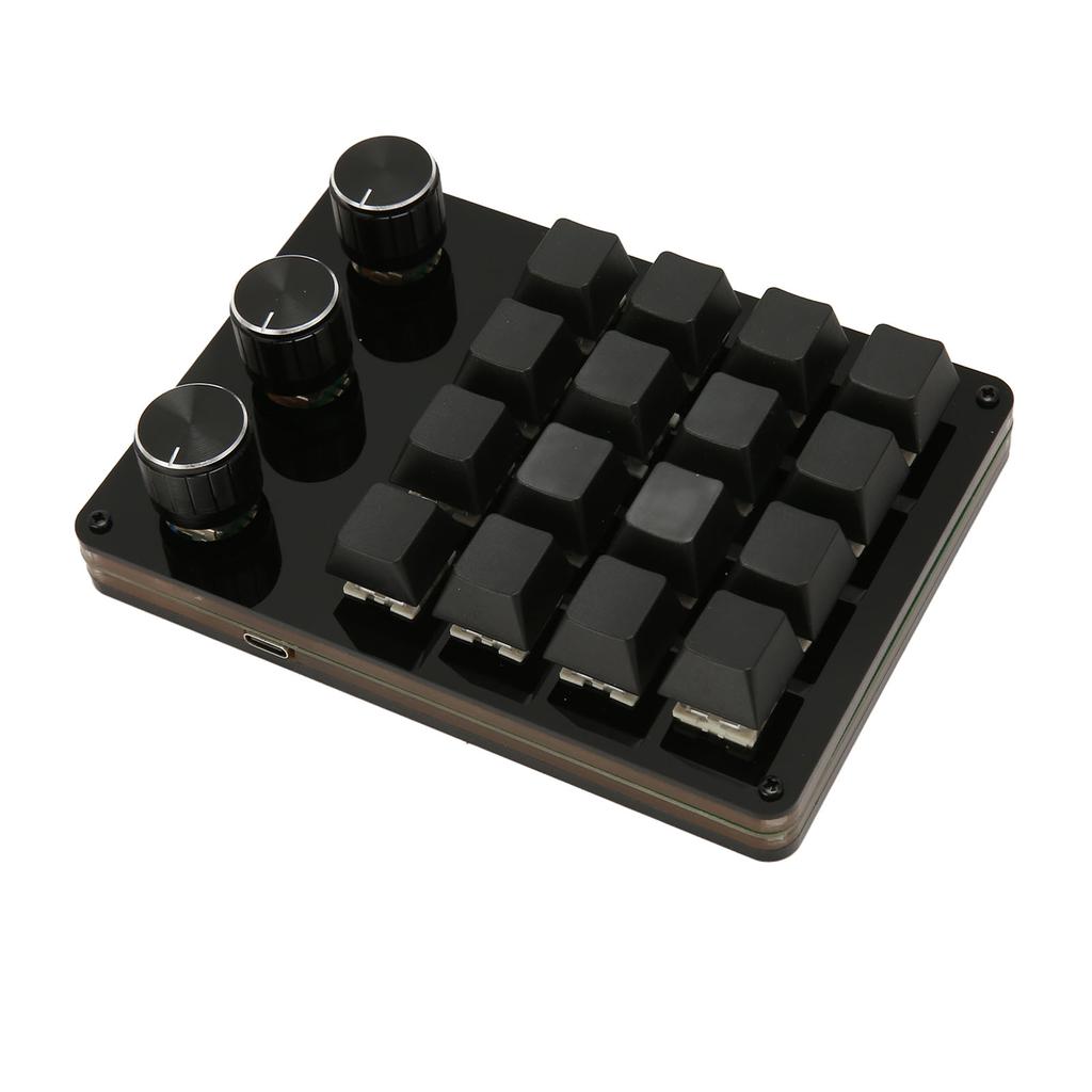 Programmable Keypad 16 Keys 3 Knobs Blue Switch Mechanical Hot Swappable Mini Keypad for Gaming Office Media