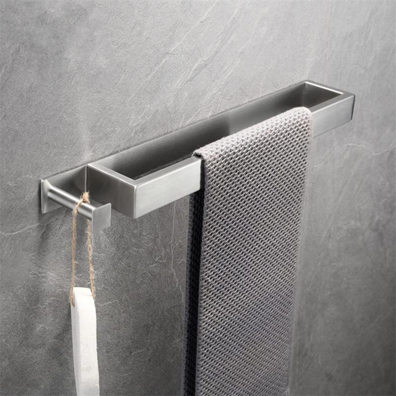 Stainless Steel Towel Rack No Drilling No Nails For Bathroom Toilet Single Rod Bathroom Hardware Towel Hanger Towel Bar