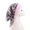Elastic Printed Headscarf Pre-Tied Muslim Female Turban Chemotherapy Cap Hair Loss Cover Stretchy Head Wrap Bandana for Women