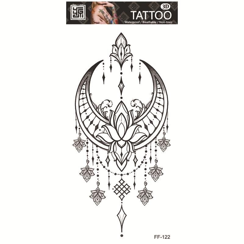 Yuanhua Waterproof Wolf Head Totem & Arabic Text Tattoo Stickers