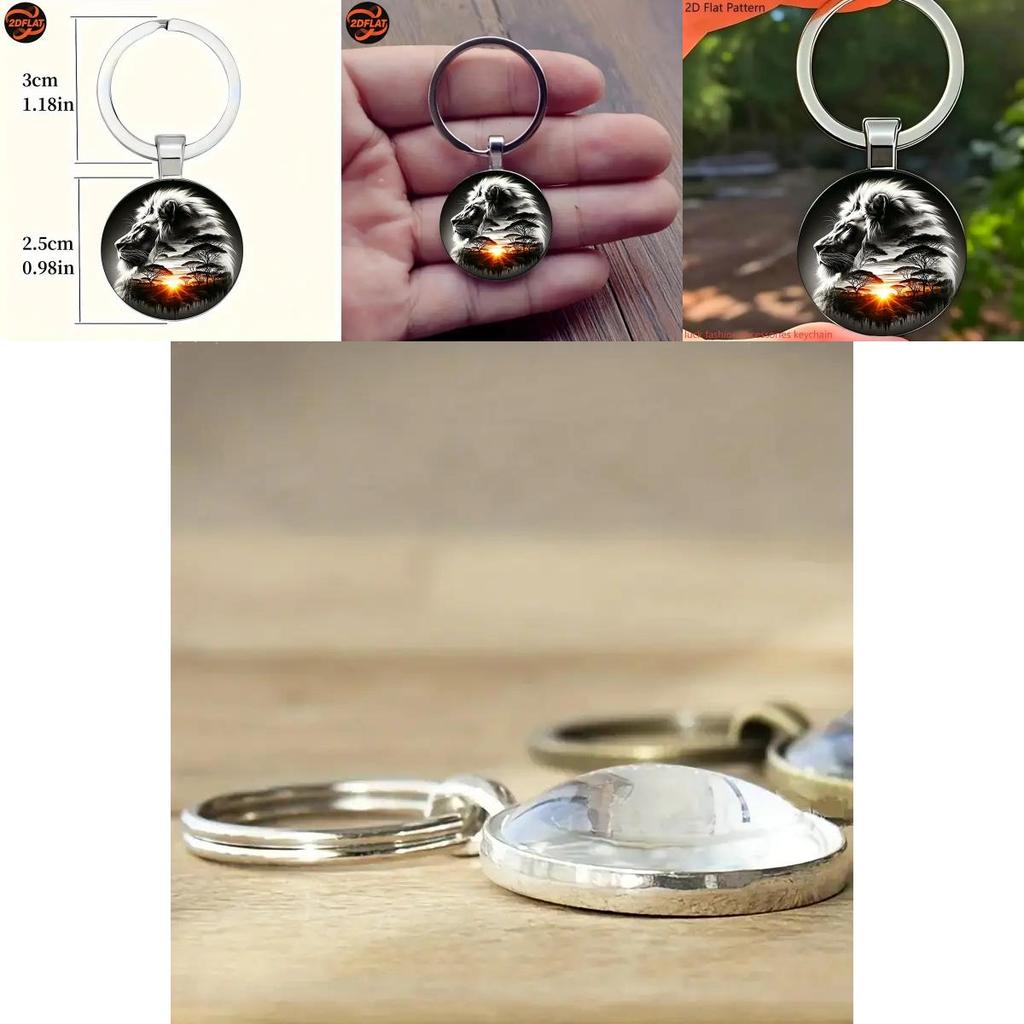 Lion Pattern Keychain With Silver Finish For Holiday Gifts