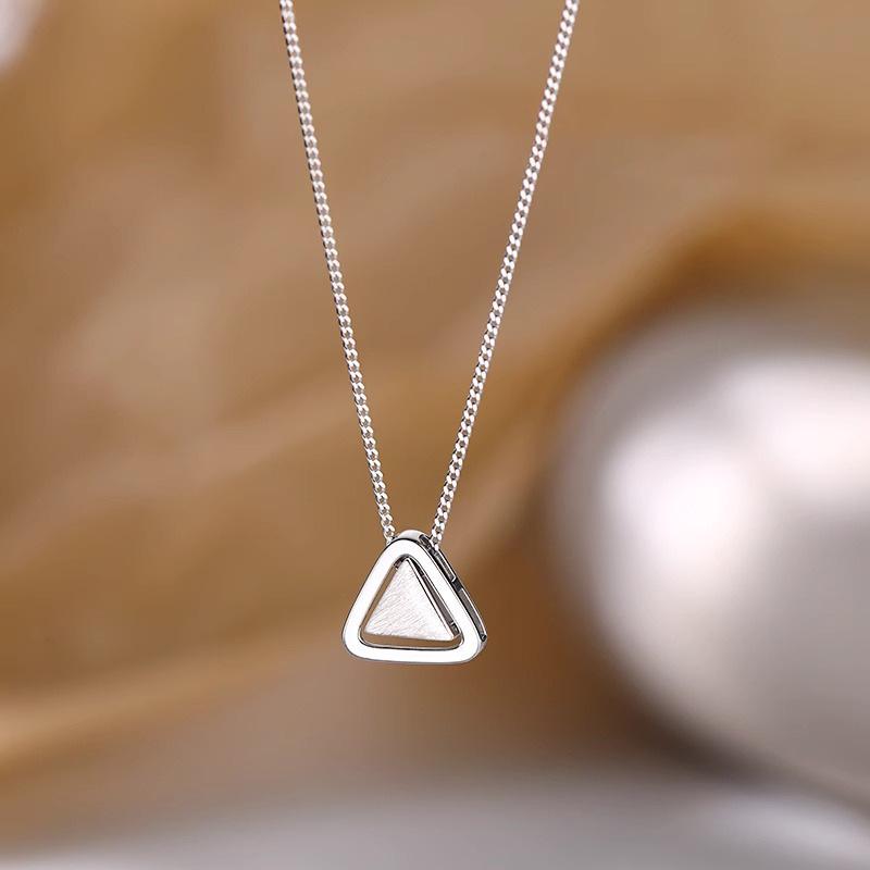 2023 New High-End 925 Sterling Silver Triangle Pendant Necklace for Women - Light Luxury Summer Clavicle Chain