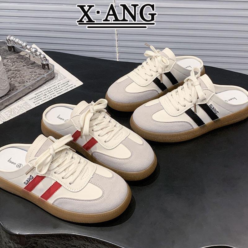 Cowhide Version Soft-soled Women's Shoes Bag Head Half Slippers Summer Wear New One-pedal Lazy Little White Shoes