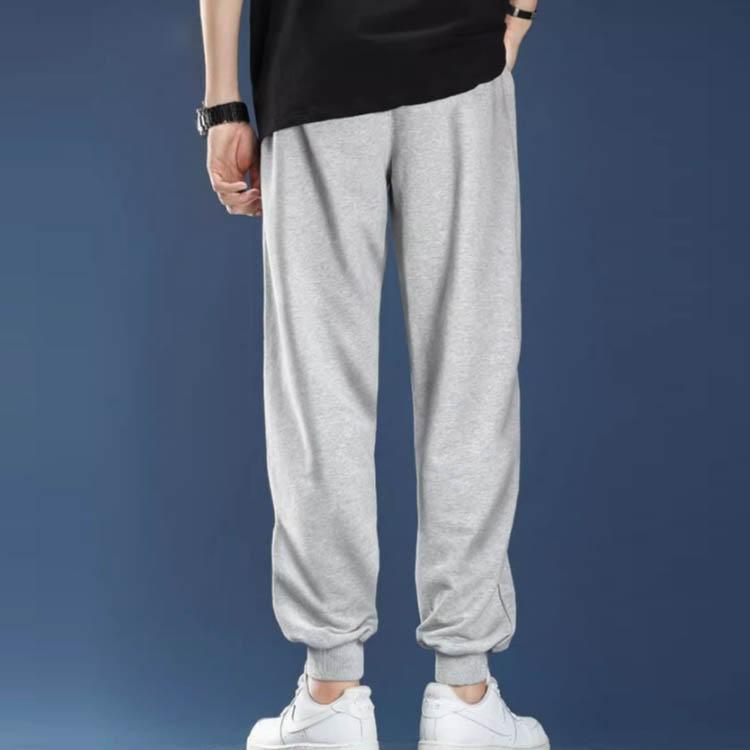 Li Ning Ping Pong Series Solid Color Logo Print Casual Elastic Cuff Mid Waist Knitted Sports Pants Men Bottoms Light-Gray AKLS473-3