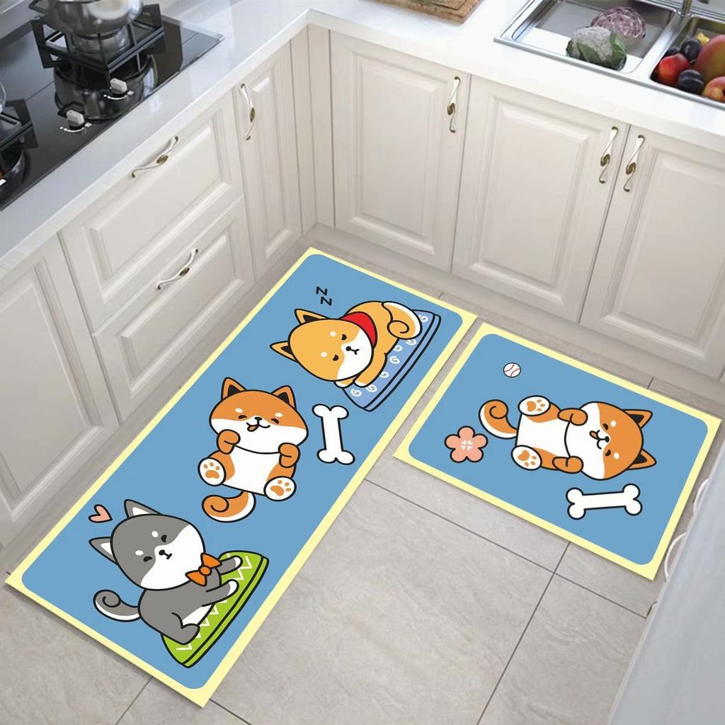 Cartoon Kitchen Floor Mat, Water-Absorbing And Oil-Absorbing Diatom Mud Floor Mat, Wear-Resistant And Dirt-Resistant L-Shaped Floor Mat, Anti-Skid Ma