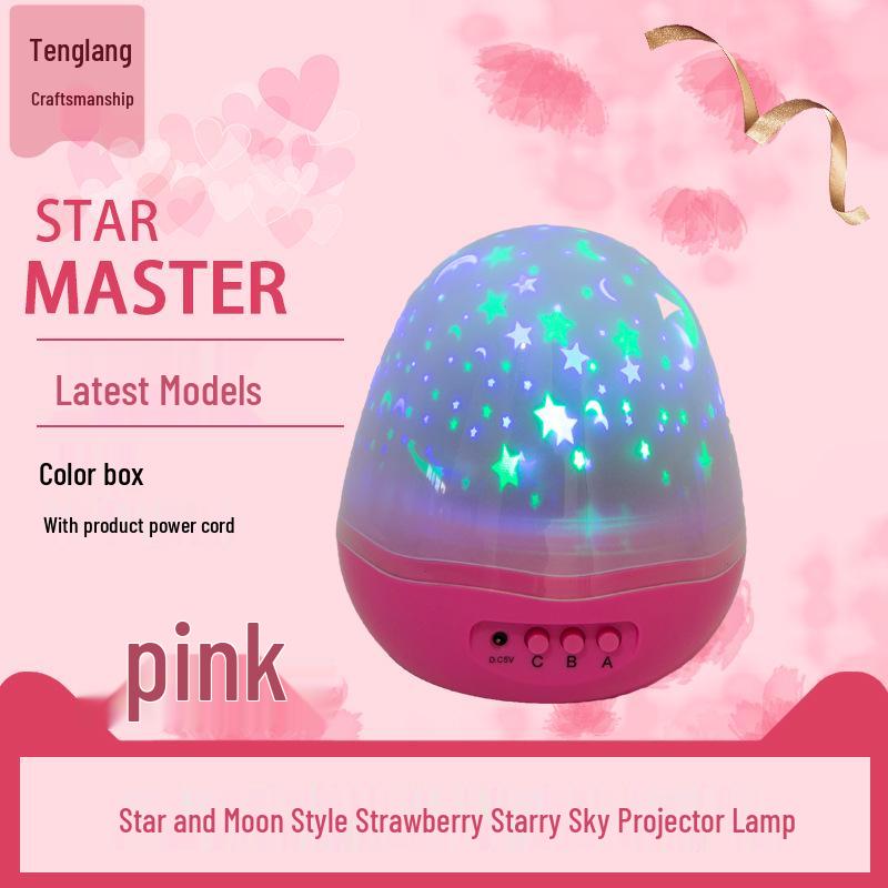 Creative Strawberry Starry Sky Projection Lamp – Dreamy Rotating Night Light for Children s Birthday, LED Gift Strawberry Starry Sky Lamp