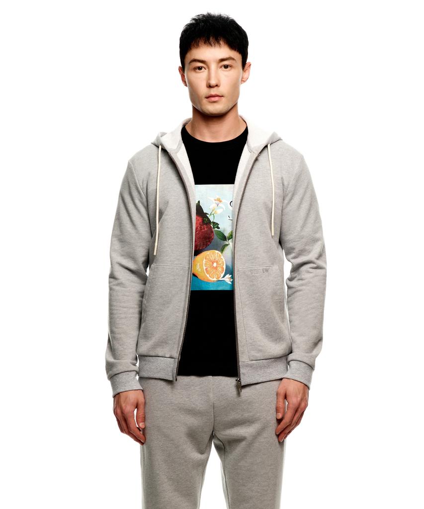 Solew Two-Way Logo Zip-Up Hoodie_Gray