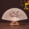 Chinese Style Hollow Carved Folding Fan Multicolor Retro Folding Fan Portable Painted Wooden Fan