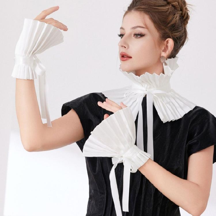 Fashion Spread Lapel Detachable Layered Gothic Collar European Design For Dresses Blouses Effortless Tie