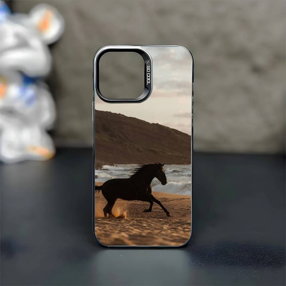 Horse Great Beauty Galloping Phone Case For iPhone17,16,15,14,13,12,11 Plus,Pro Max Black Matte Shockproof Cover