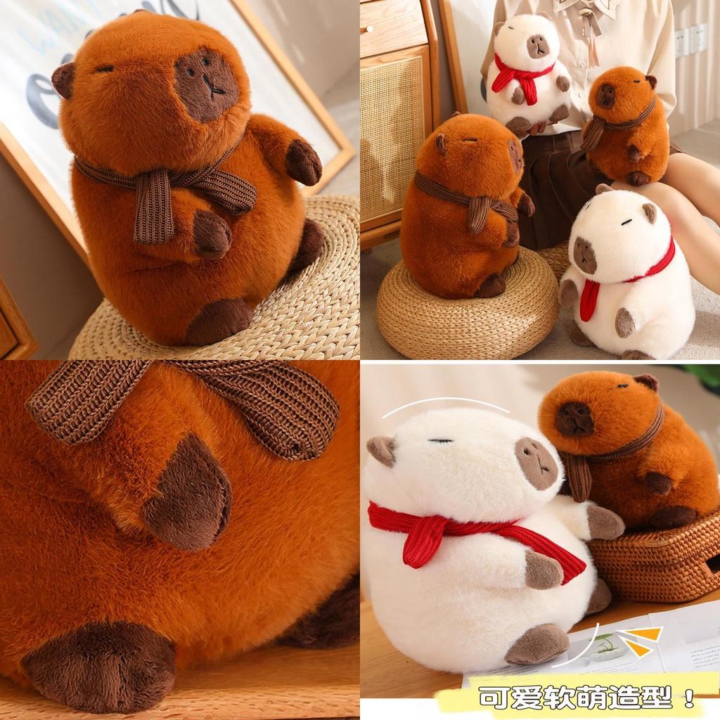Adorable Capybara Plush Toy For Home Decoration And Cozy Pillow Gifts In White And Brown
